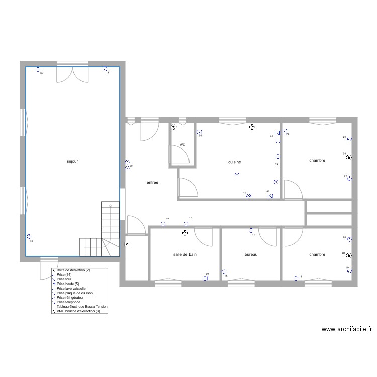 volpini prise de courant. Plan de 11 pièces et 101 m2