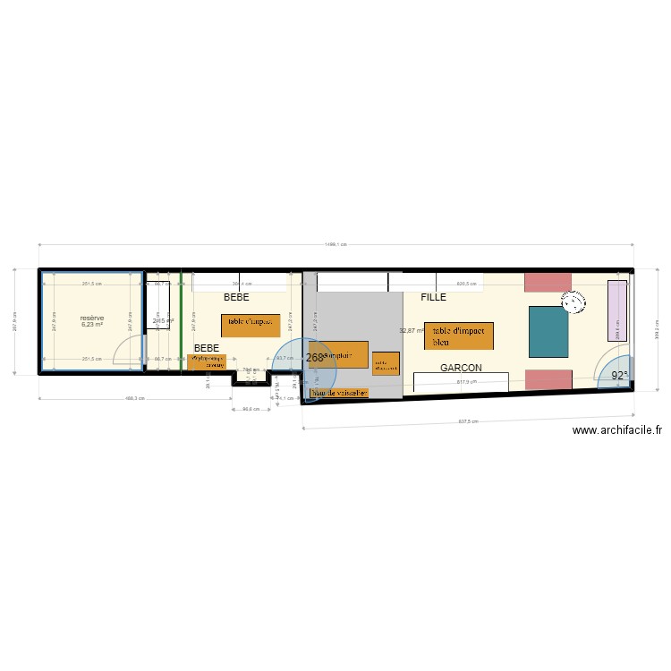 A et les P LILLE sols. Plan de 3 pièces et 41 m2