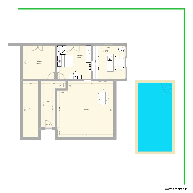 SSl test. Plan de 1 pièce et 26 m2