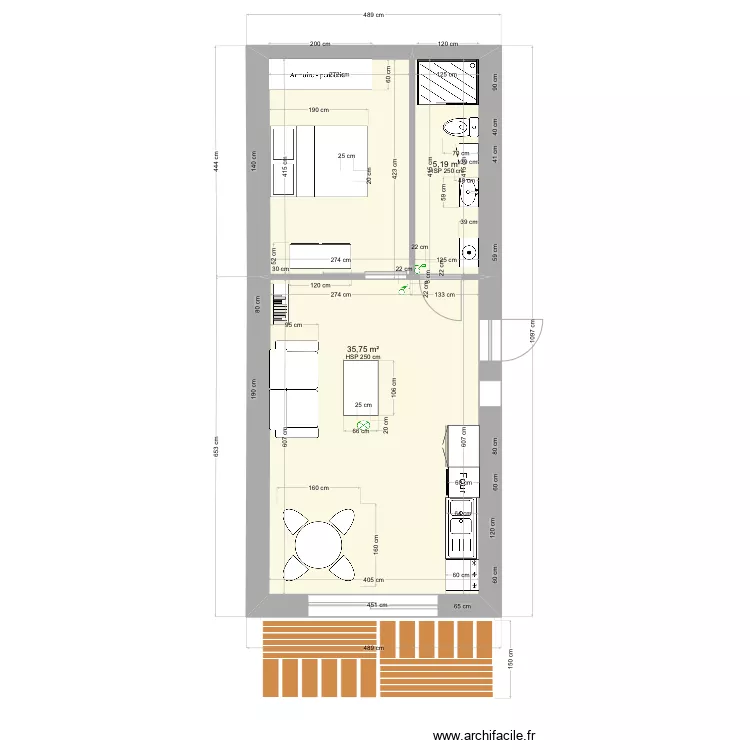 T2 maison Puyloubier. Plan de 