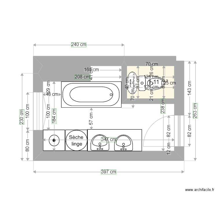 SDB GLORIETTE. Plan de 1 pièce et 1 m2