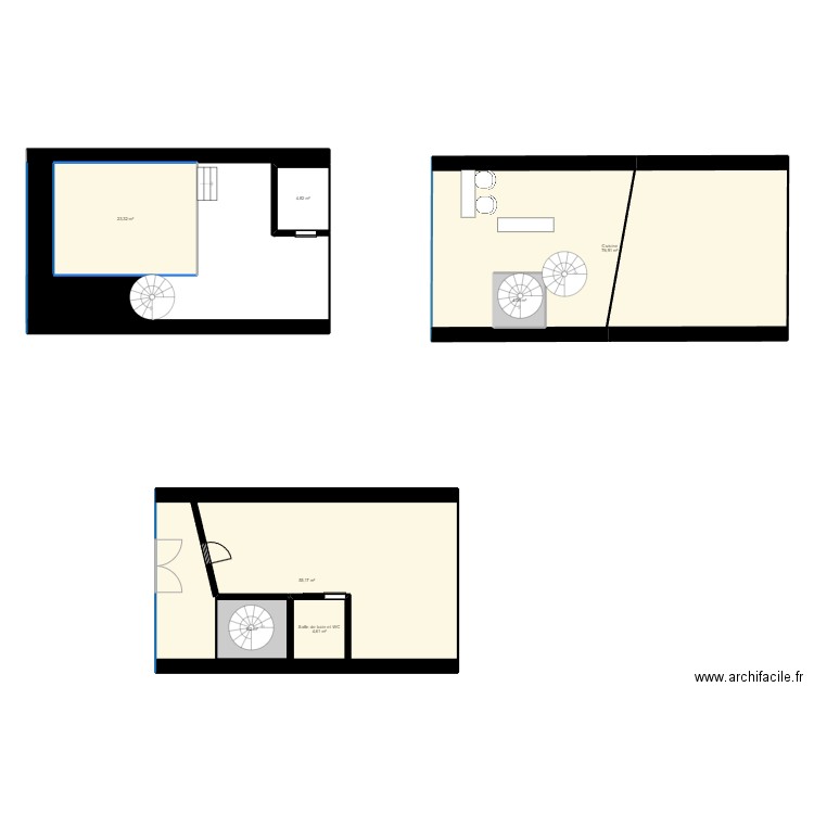 Atelier d'artiste. Plan de 9 pièces et 205 m2