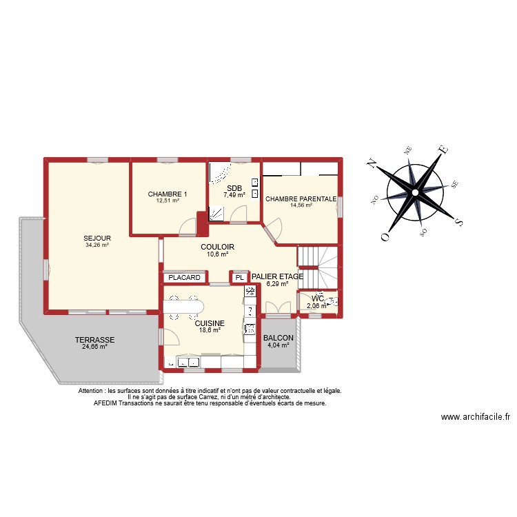 BI 9136 ETAGE 1. Plan de 17 pièces et 141 m2