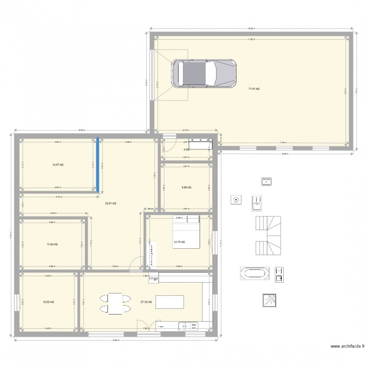Thiviers 12x12 RDC variante 1. Plan de 0 pièce et 0 m2