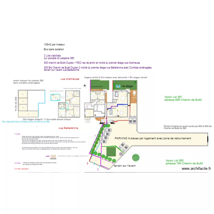 MAISON st ismier PLANS travaux 7 mars 2019 ok &agrave; valider bornage sans vis &agrave; vis 4. Plan de 