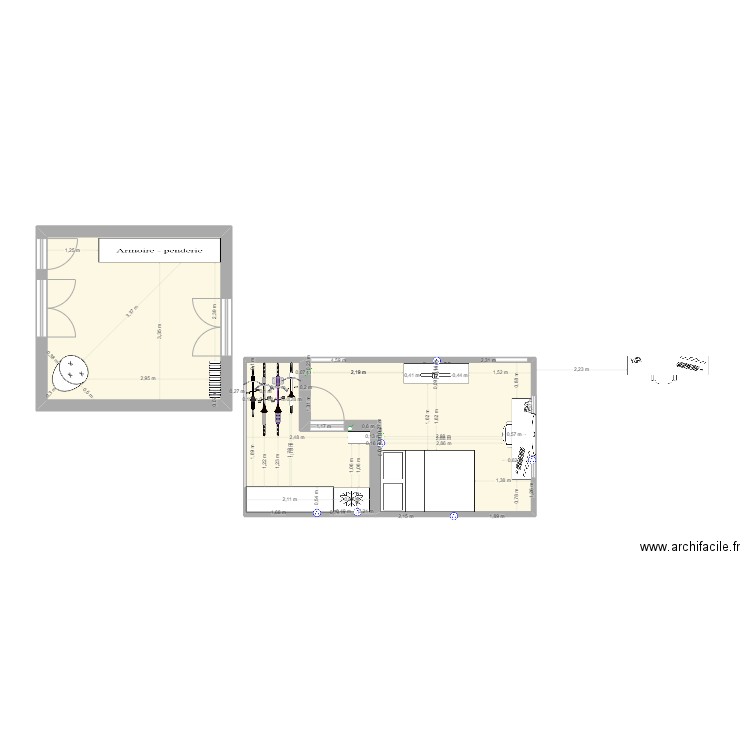 chambre parentale 4. Plan de 3 pièces et 41 m2