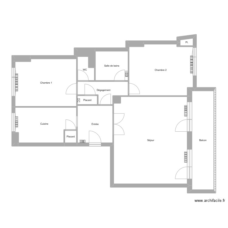 Galmard non meublé. Plan de 17 pièces et 116 m2