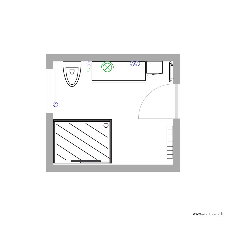 salle de bain. Plan de 1 pièce et 5 m2