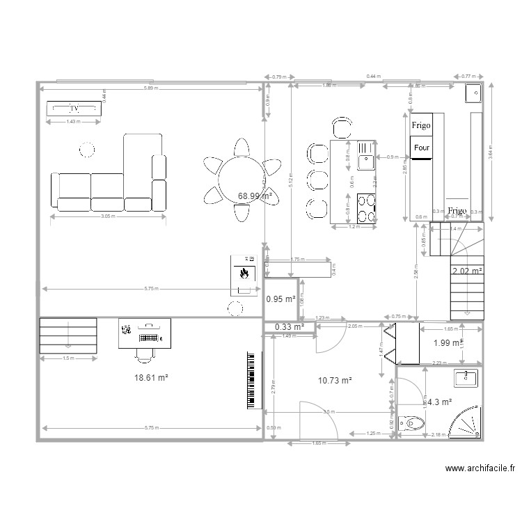 Pis 0 Cuina Menjador Jo opcio 4. Plan de 8 pièces et 108 m2