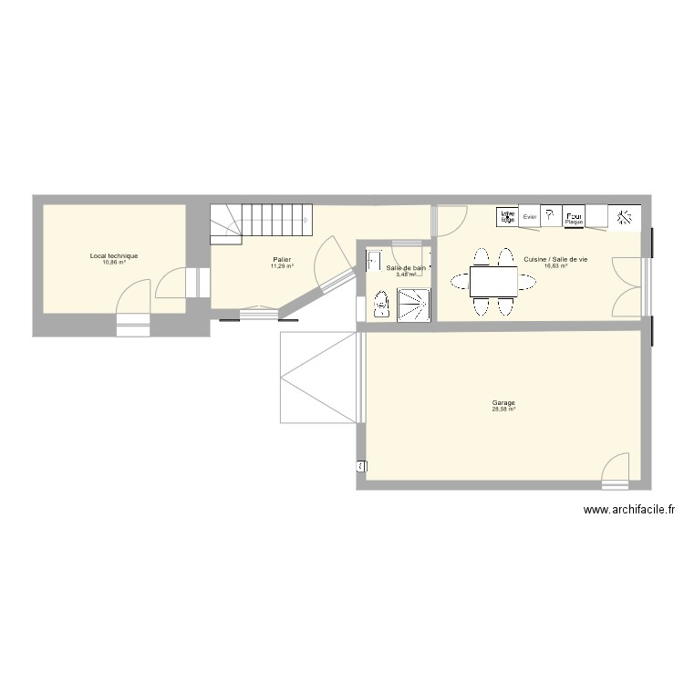 30 bis RDC projet sub. Plan de 5 pièces et 71 m2