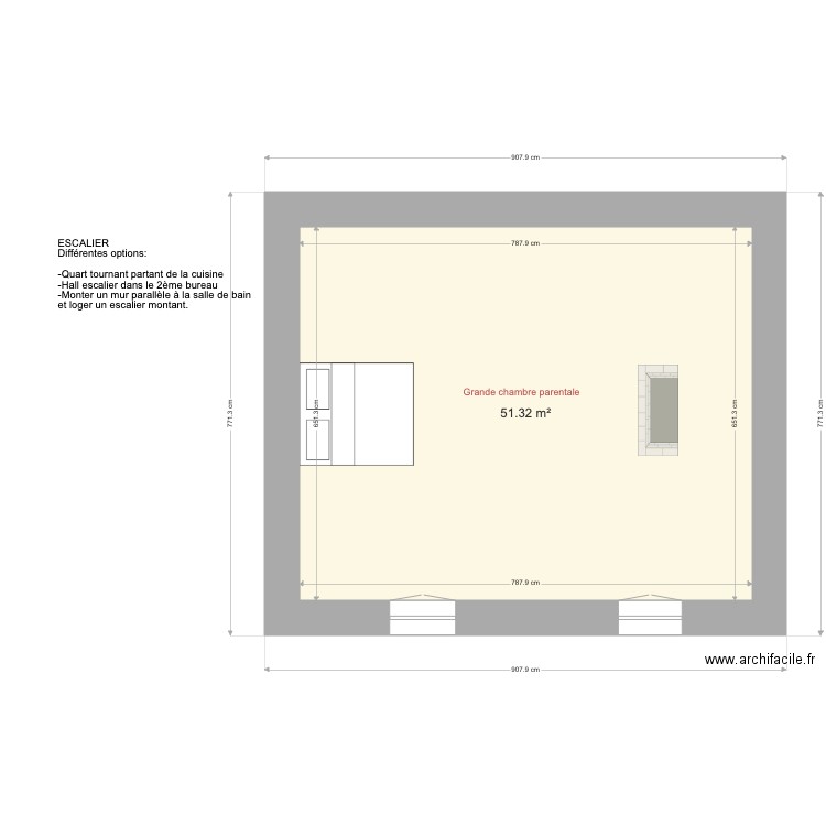 Grande chambre au dessus du salon. Plan de 0 pièce et 0 m2