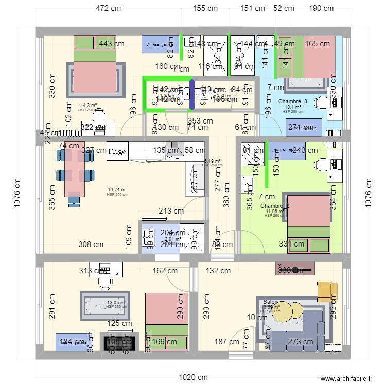 Projet coloc 3 Pl. de la Liberté Saint-Brieuc, Bretagne_Projeté_v1. Plan de 0 pièce et 0 m2