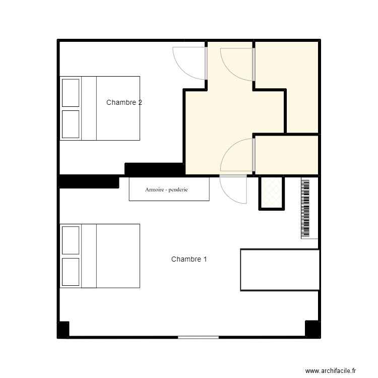 1er étage. Plan de 10 pièces et 45 m2