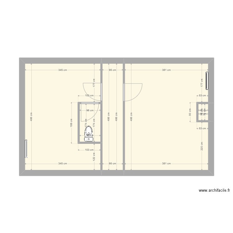 plan R1 Numéro 5. Plan de 5 pièces et 40 m2