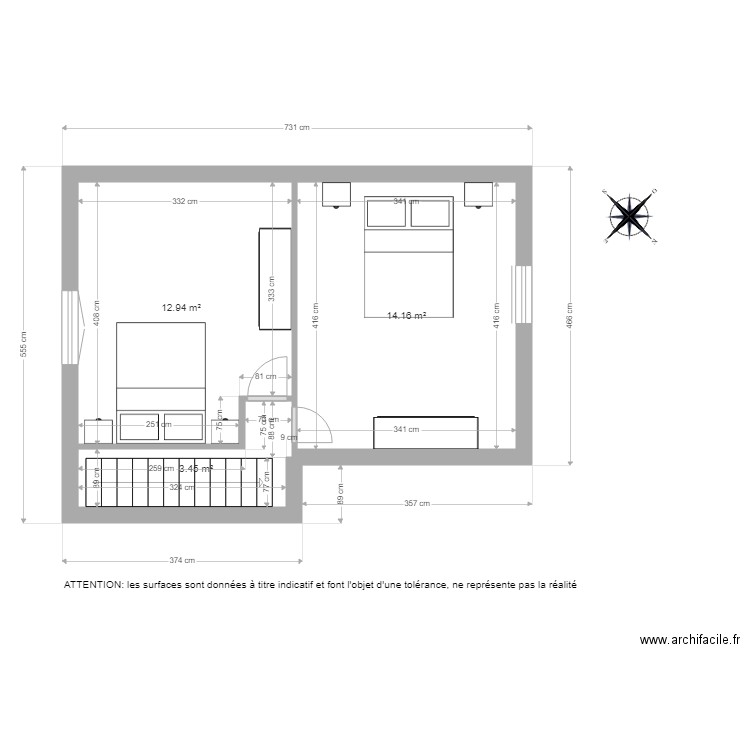 BI 1638 2ème étage coté. Plan de 0 pièce et 0 m2