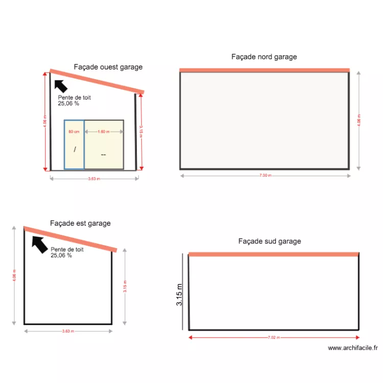 PC MODIF  Facades garage . Plan de 