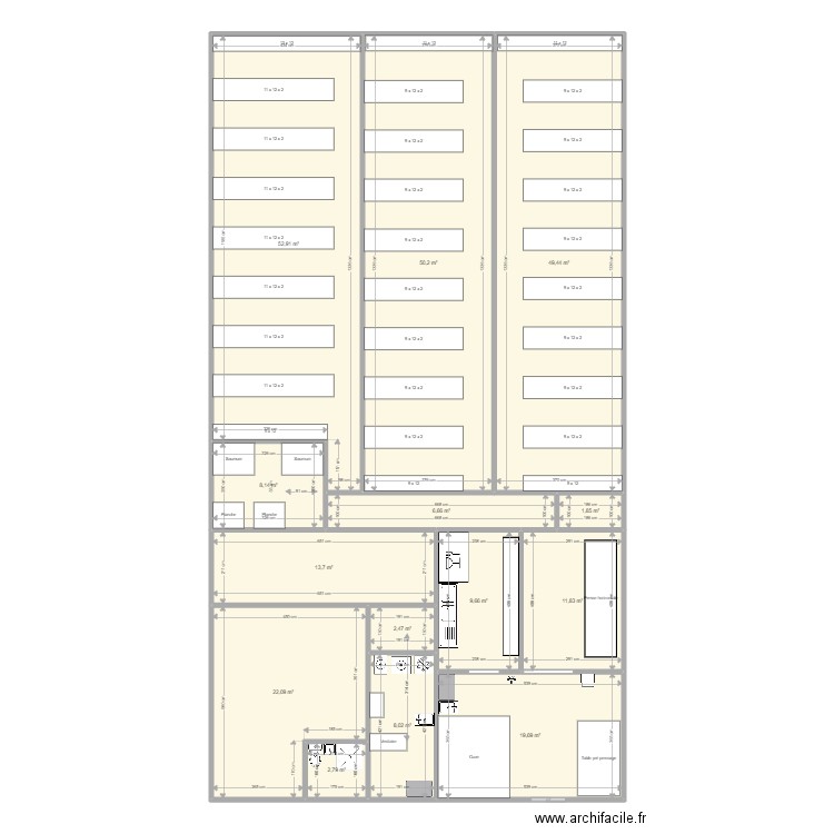 fromagerie v7. Plan de 14 pièces et 259 m2