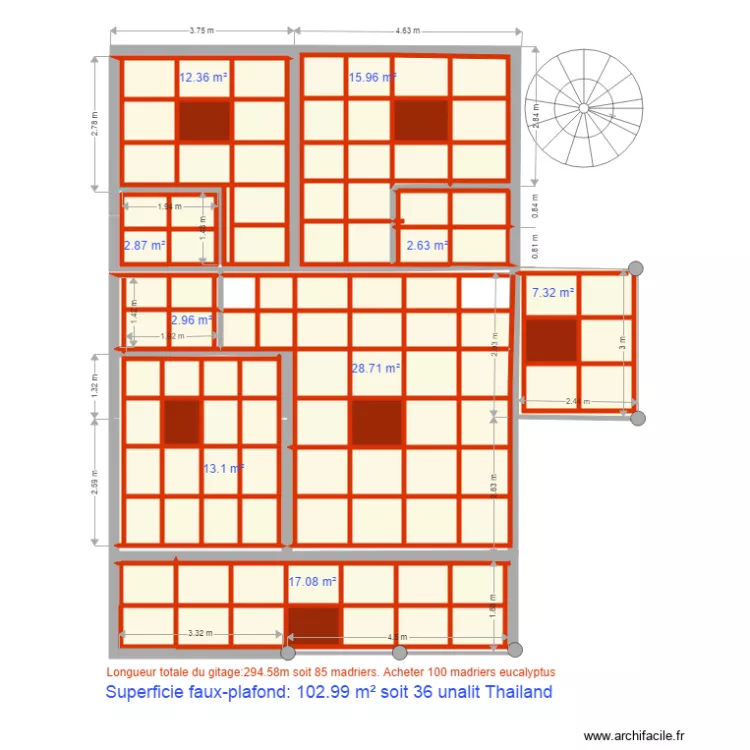 gitage en madriers. Plan de gitage en madriers. Plan de