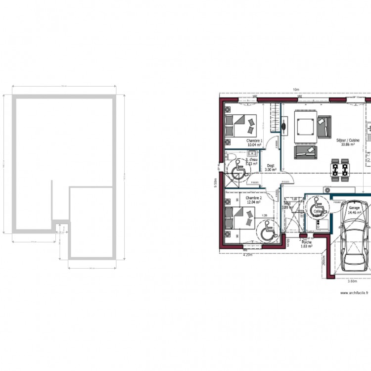 maison jumelée 70m2. Plan de 0 pièce et 0 m2