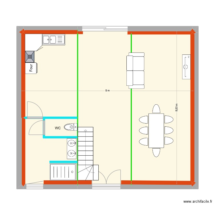 inge rez de chausse. Plan de 12 pièces et 67 m2
