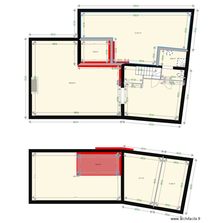 Maison v2. Plan de 17 pièces et 377 m2