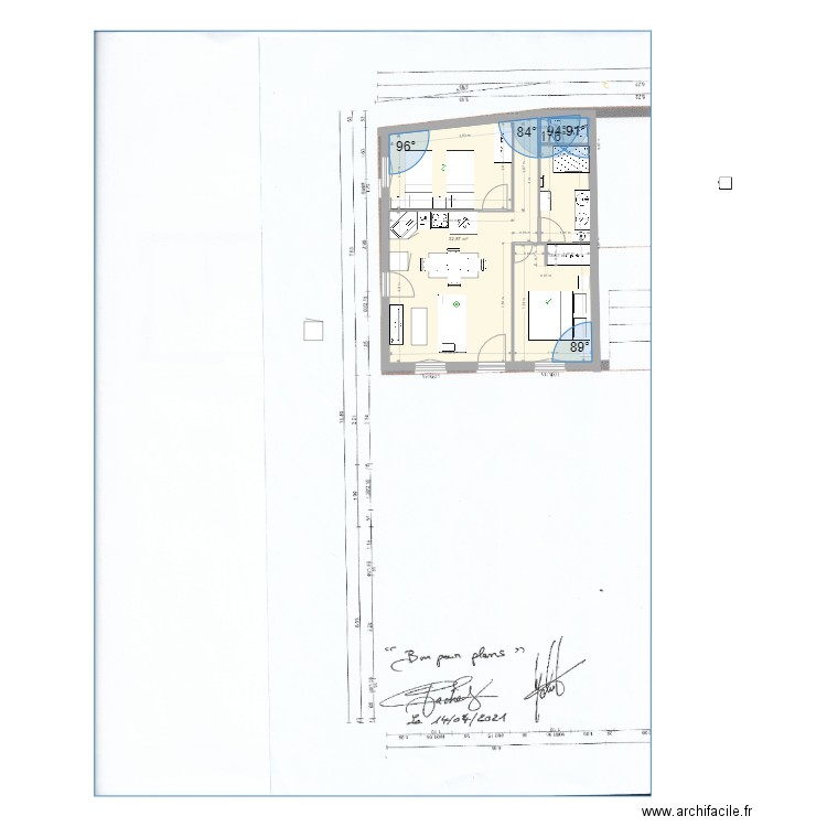 annexe maison. Plan de 2 pièces et 48 m2