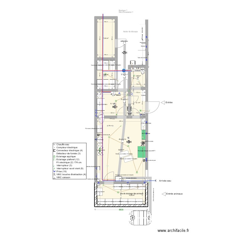 Abattoir V2. Plan de 7 pièces et 71 m2