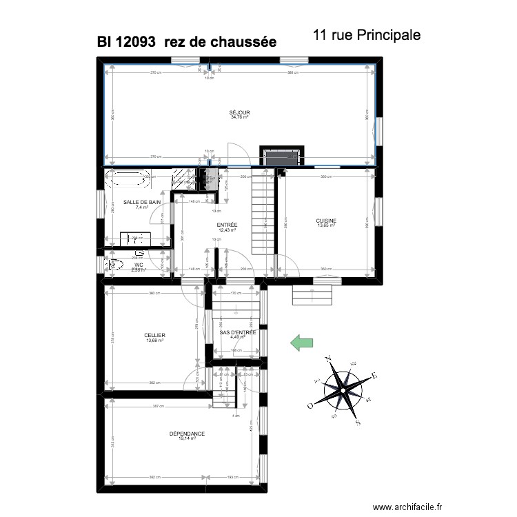 BI 12093. Plan de 26 pièces et 438 m2