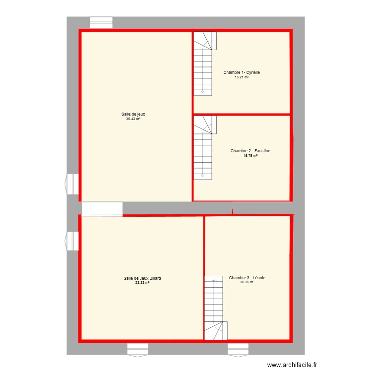 partie nuit étage situation 1. Plan de 0 pièce et 0 m2