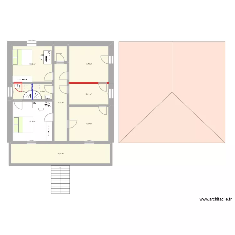 Maison 90m&sup2;. Plan de 10  et 106 m²