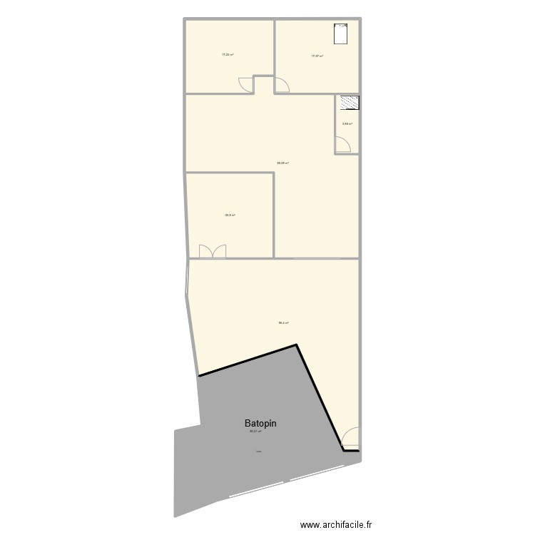 Lhomme. Plan de 7 pièces et 221 m2