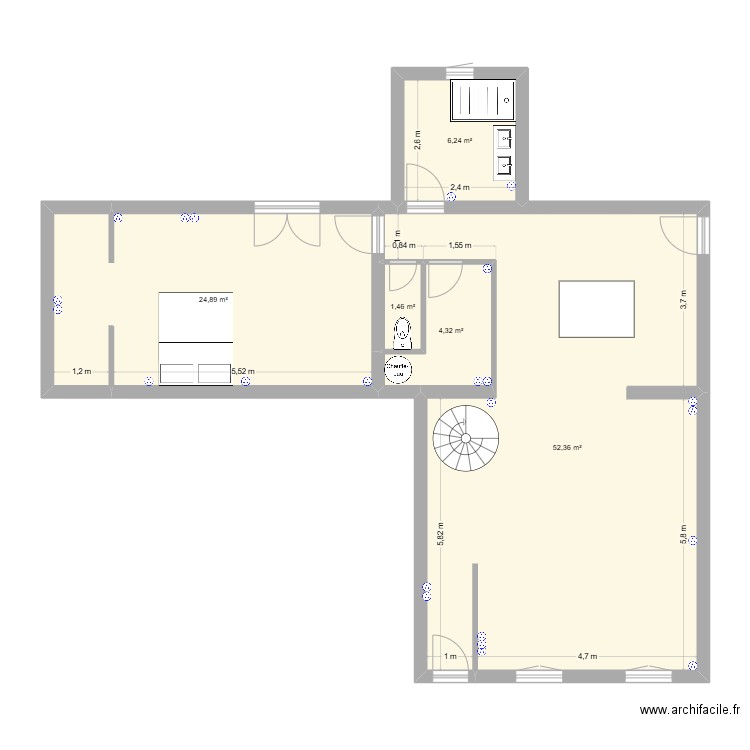 Tonnay 2. Plan de 5 pièces et 89 m2