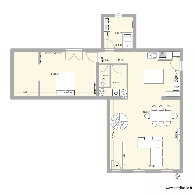 Tonnay 2. Plan de 5 pièces et 89 m²