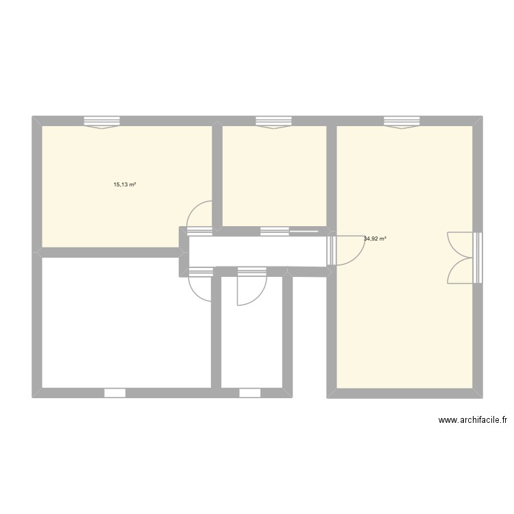 plan étage. Plan de 2 pièces et 50 m2