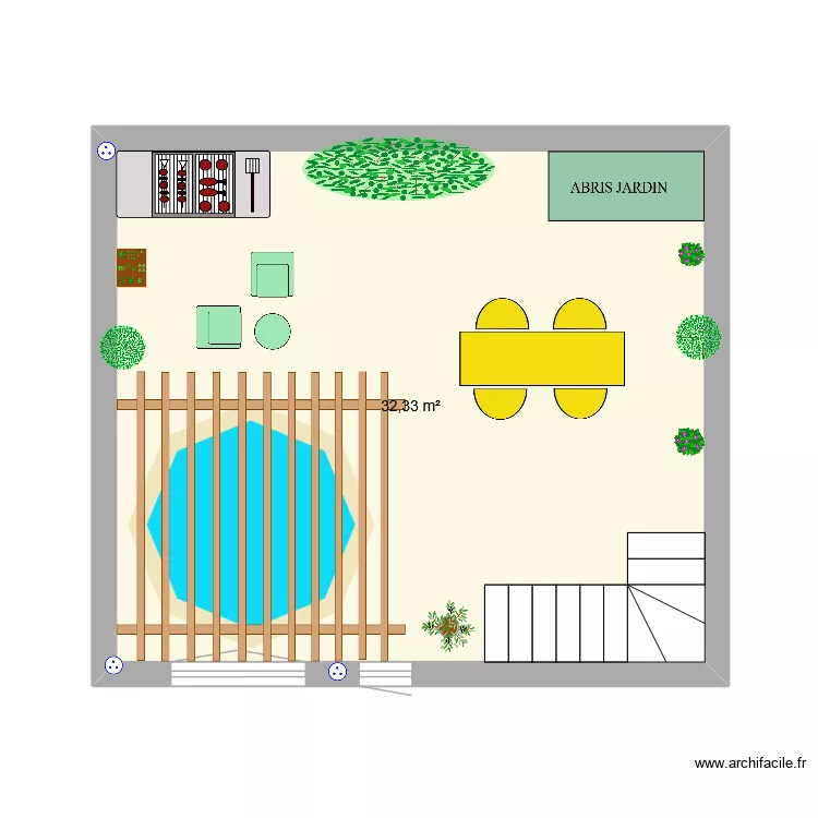 Terrasse 1. Plan de 1 pièce et 32 m²
