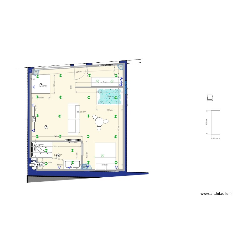 SPA Lit V2 . Plan de 4 pièces et 82 m2