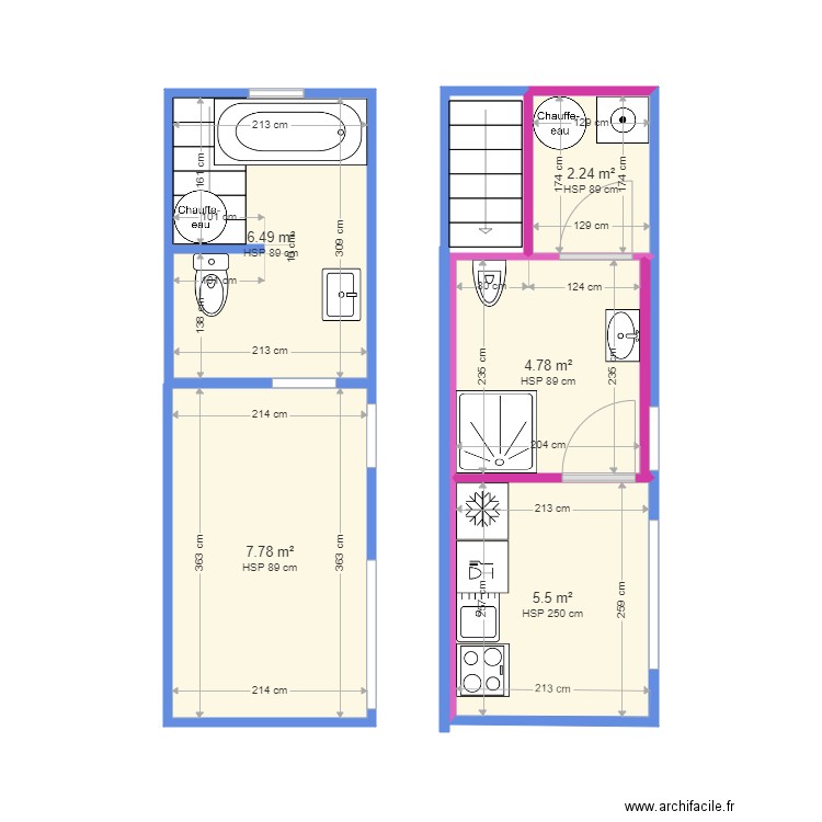 ballu. Plan de 5 pièces et 27 m2