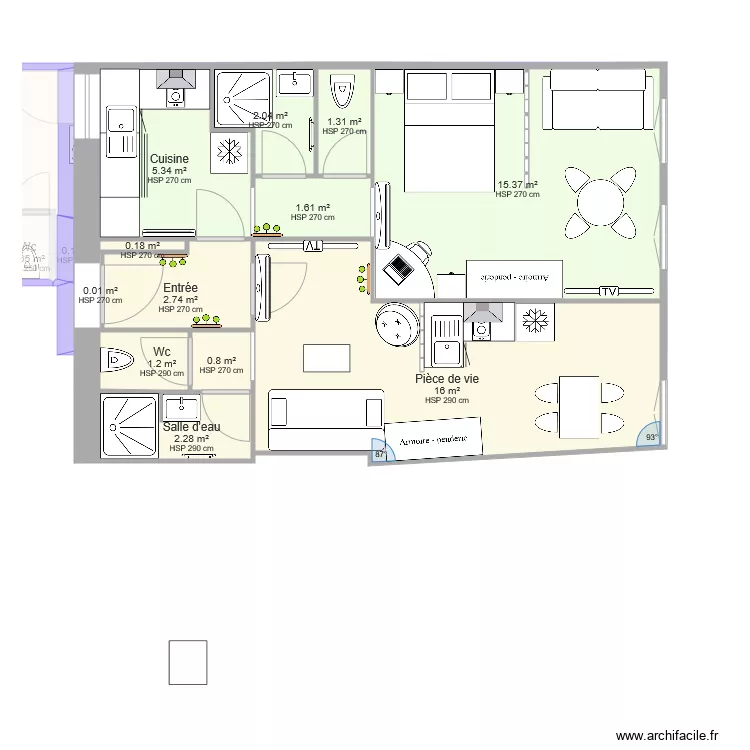 Verdun &eacute;tage cotes essai Elo et JC. Plan de 