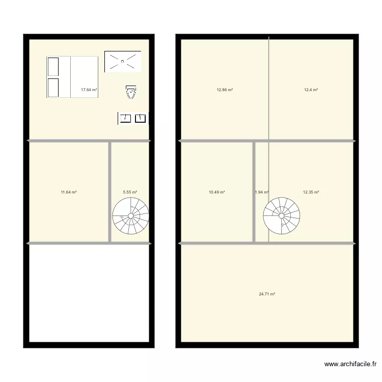 Grange en cours. Plan de 