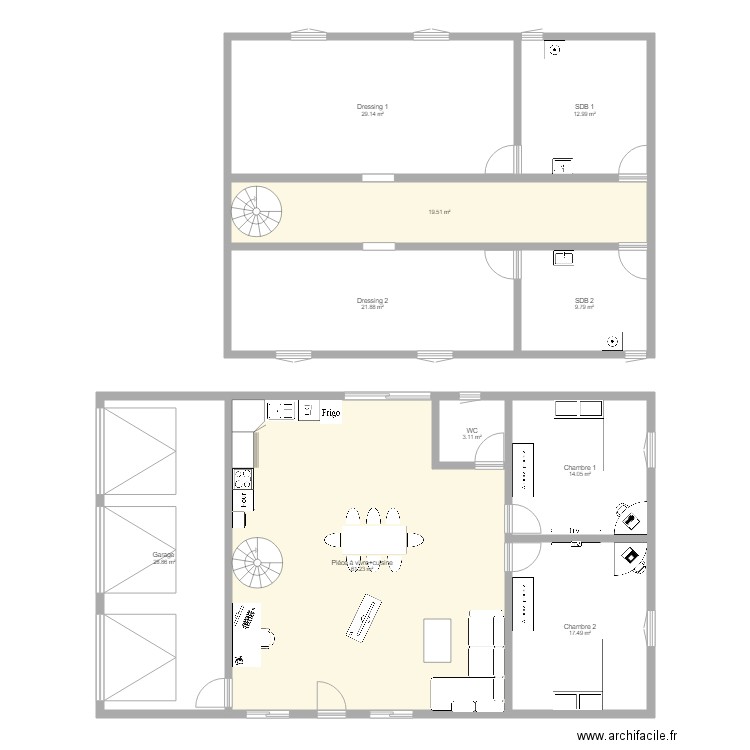 Maison pour colocation. Plan de 0 pièce et 0 m2