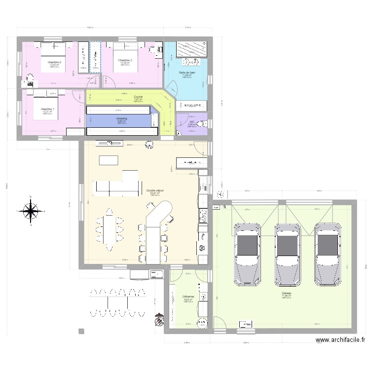 maison thibaut . Plan de 10 pièces et 216 m2