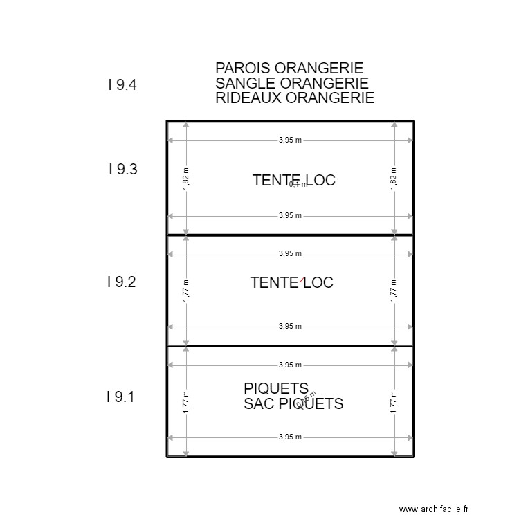 I 9. Plan de 3 pièces et 21 m2