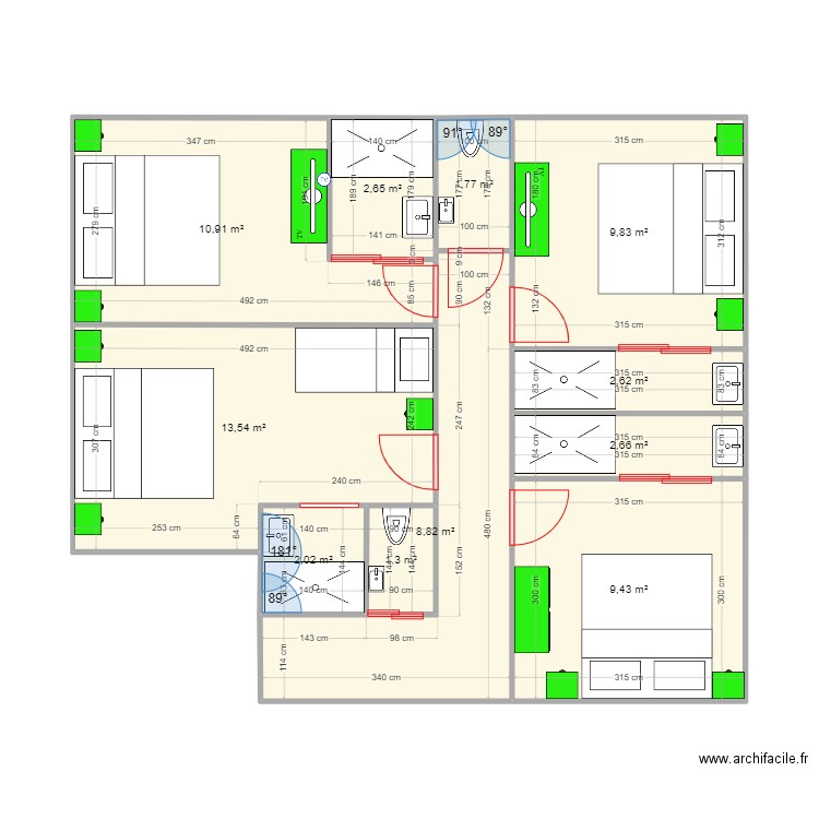 plan étage Chapel. Plan de 11 pièces et 66 m2