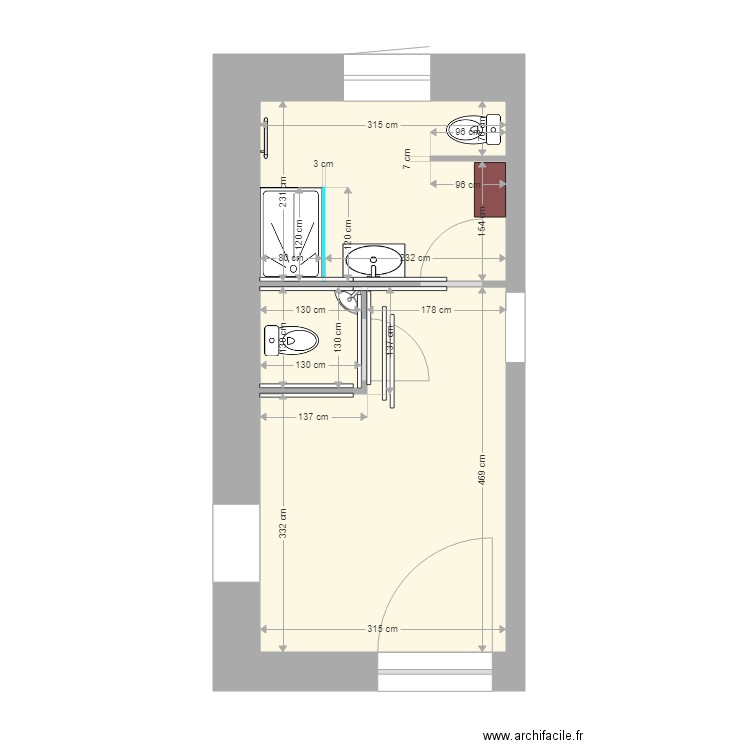 Aménagement Salle de Bains WC 2. Plan de 0 pièce et 0 m2