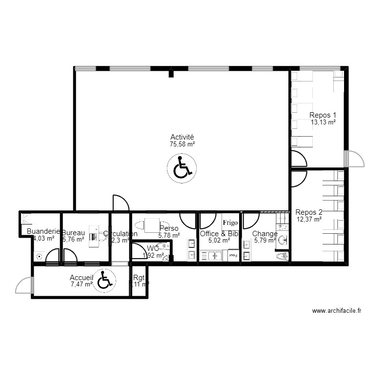 91 MONTGERON 2 Projet JORDAN V ArL. Plan de 12 pièces et 140 m2