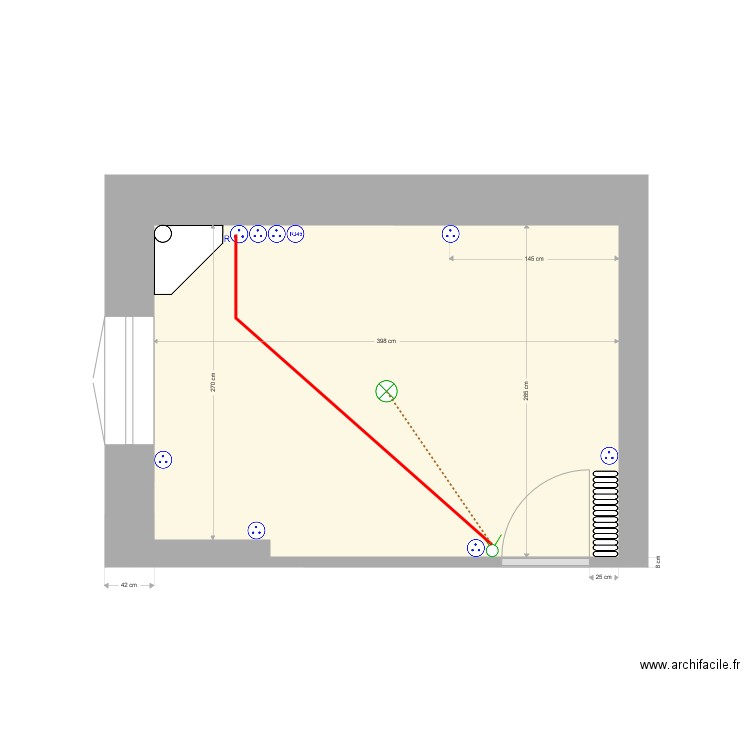 Chambre Pauline sans meubles. Plan de 0 pièce et 0 m2