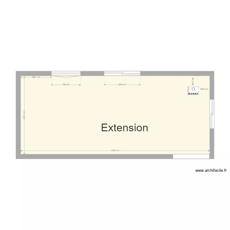 Extension non meubl&eacute;e. Plan de 