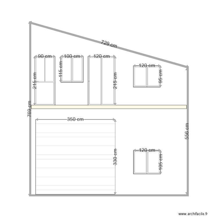 Facade est BATIMENT avec ouvertures et dimensions dp. Plan de 0 pièce et 0 m2