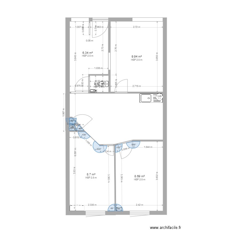 Courtry. Plan de 7 pièces et 46 m2