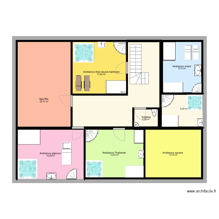 Spa fille 2ème étage . Plan de 9 pièces et 117 m2